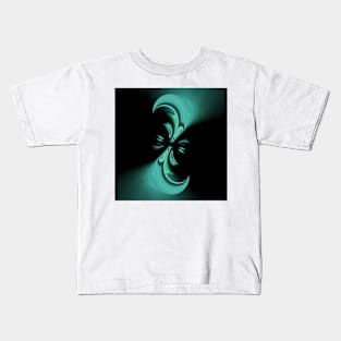 green blue coloured cyclone style design based on twin pointed peaks Kids T-Shirt